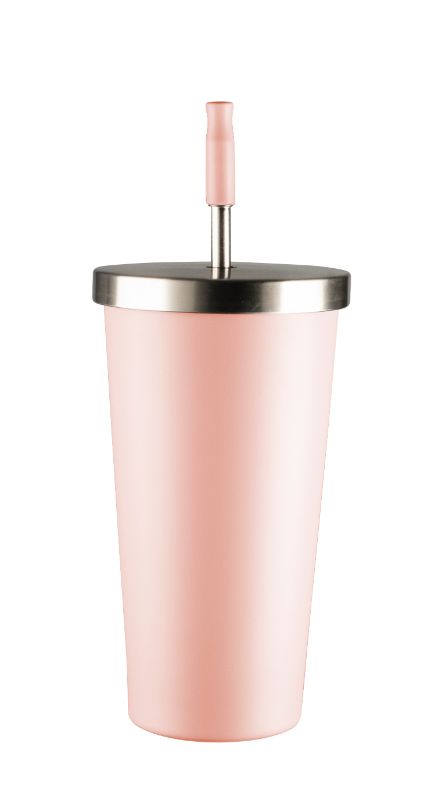 Avanti Smoothie Tumbler 500ml in pink, insulated stainless steel design with silicone mouthpiece for cold drinks on the go.