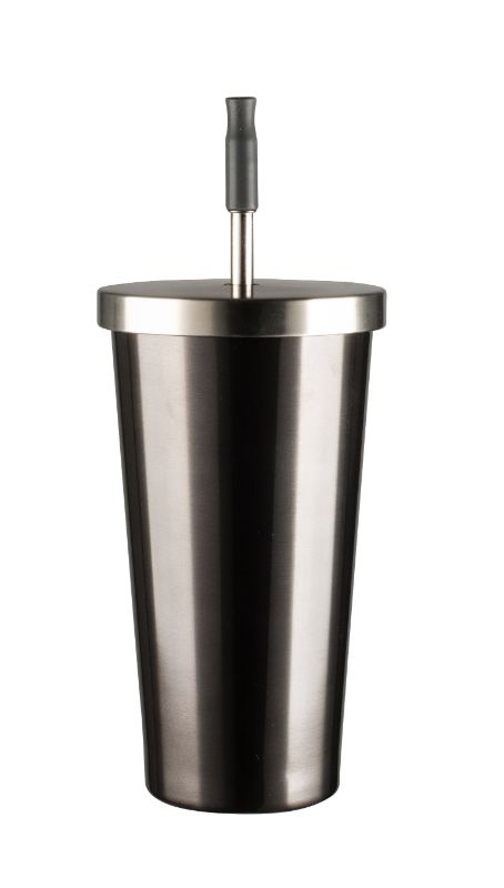 Avanti Smoothie Tumbler 500ml in Gunmetal, insulated stainless steel design with silicone mouthpiece for eco-friendly sipping.