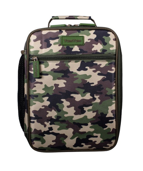 Avanti YumYum Lunch Bag in Camo Green, insulated, durable polyester, spacious 27.5 x 20 x 11 cm, perfect for kids' meals.