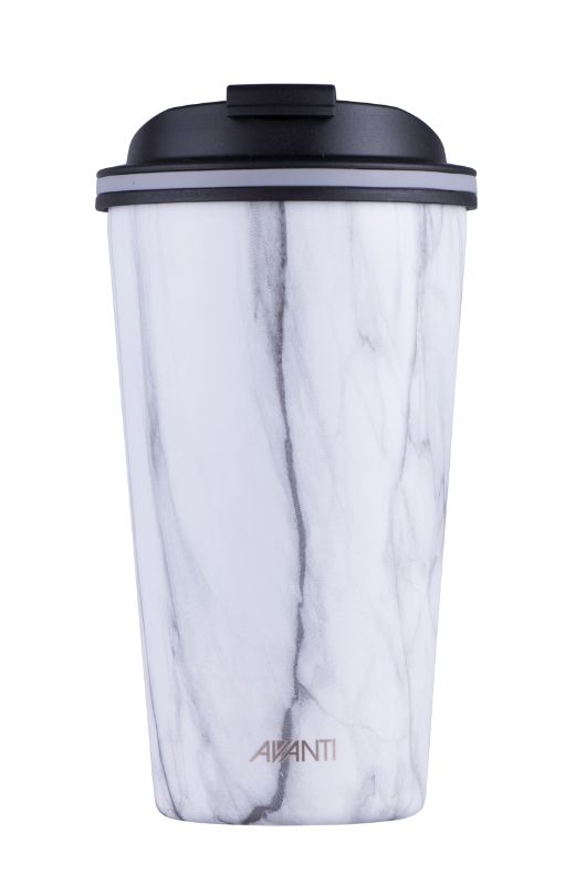 Avanti Go Cup travel mug in Marble design, 410 ml capacity, stainless steel, keeps drinks hot for 8 hours, cold for 16 hours.