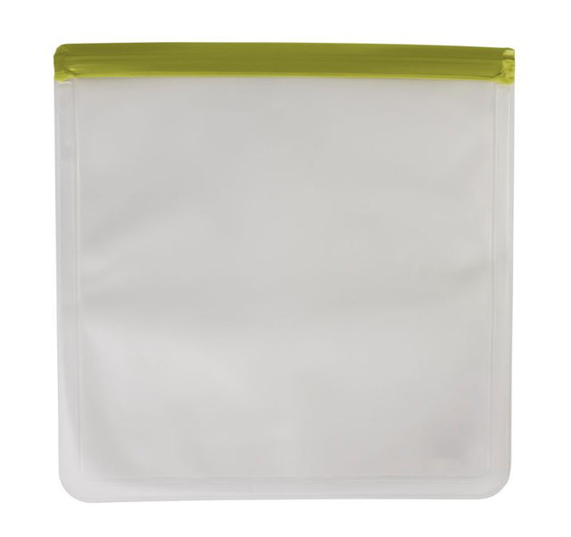 Avanti Reusable Lay-Flat Bag Set of 2 in transparent PEVA, leakproof, food-safe for snacks, travel, and easy storage.