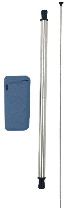 Avanti Folding Stainless Steel Straw in Duck Egg Blue box, eco-friendly, portable, and reusable for sustainable sipping.