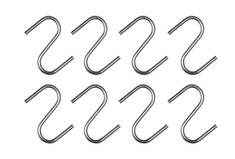 Avanti S Hooks Set of 8 in a sleek design for organizing kitchen, bathroom, or garage items securely and stylishly.