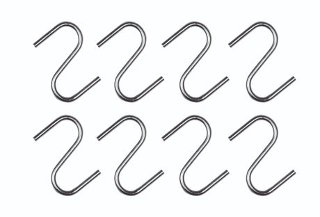 Avanti S Hooks Set of 8 in a sleek design for organizing kitchen, bathroom, or garage items securely and stylishly.
