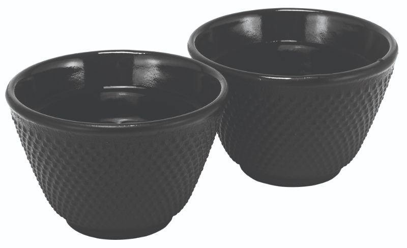 Avanti Hobnail Cast Iron Tea Cup Set of 2, featuring hobnail pattern, 100ml capacity, enamelled interior for heat retention.