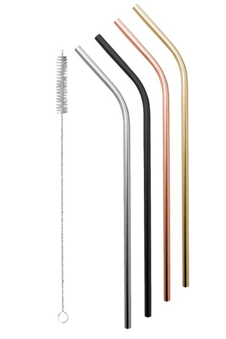 Avanti Stainless Steel Straws Set of 4 in luxurious metallic colors, perfect for eco-friendly sipping at summer gatherings.