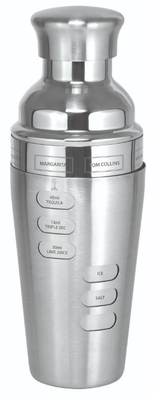 Avanti Dial-A-Drink Cocktail Shaker 750ml, stainless steel, features cocktail recipes and spill-proof design for easy mixing.