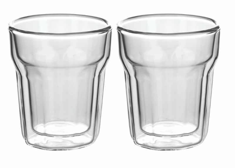 Elegant Avanti Nove Twin Wall Glass Set, 100ml; durable borosilicate glass for hot or cold drinks, no condensation, sleek design.