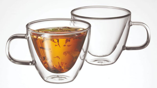 Avanti Sienna T/Wall Glass Set: Elegant double-wall borosilicate glasses for thermal efficiency, microwave and dishwasher safe.