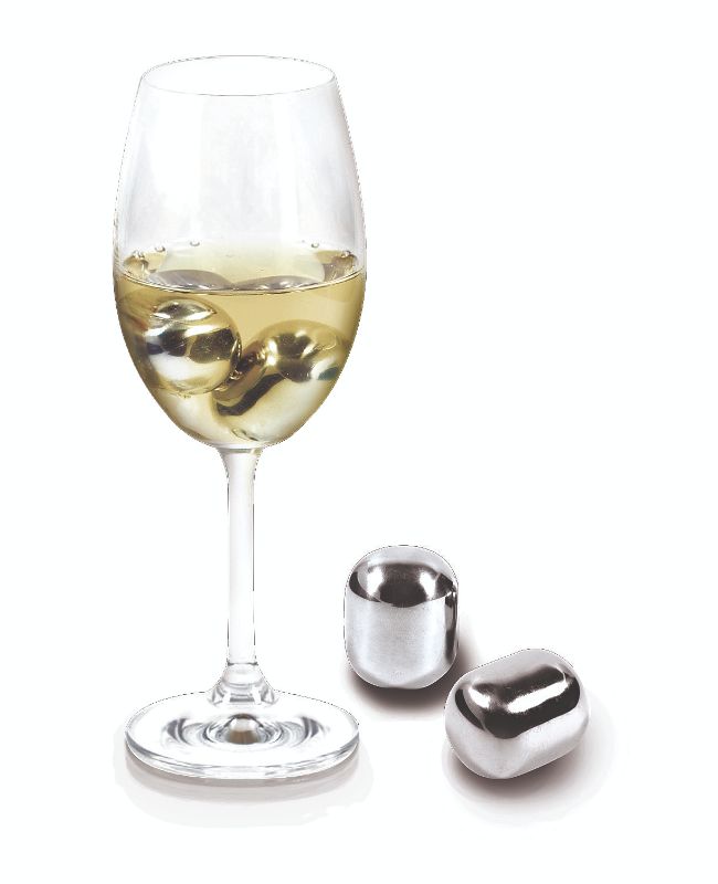 Avanti Wine Pearls Set of 4 in a chic box, designed to chill wine without diluting flavors, includes a velvet pouch.