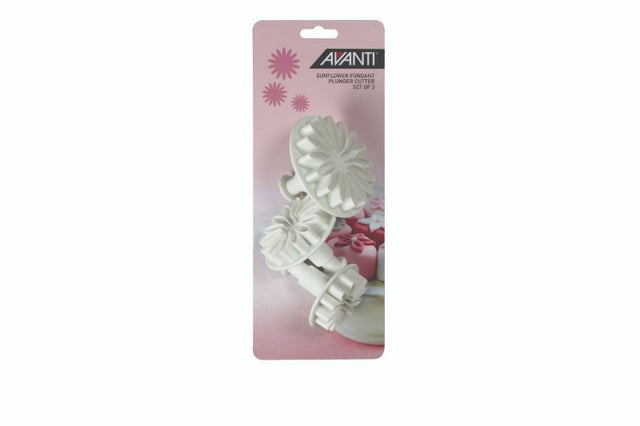 Avanti Sunflower Fondant Plunger Cutter Set with 3 sizes for intricate cake decorations and versatile crafting options.