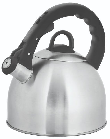 Avanti Novara Whistling Kettle 2.5 Ltr in stainless steel, featuring a polished finish and ergonomic handle for easy use.