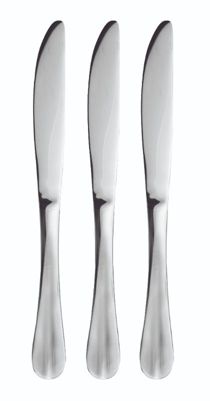 Set of 3 elegant Avanti Heritage table knives in durable stainless steel, featuring well-balanced handles and classic design.