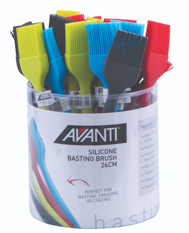 Avanti 26cm Large Basting Brush Set of 24, heat-resistant silicone for effortless glazing and basting in the kitchen.