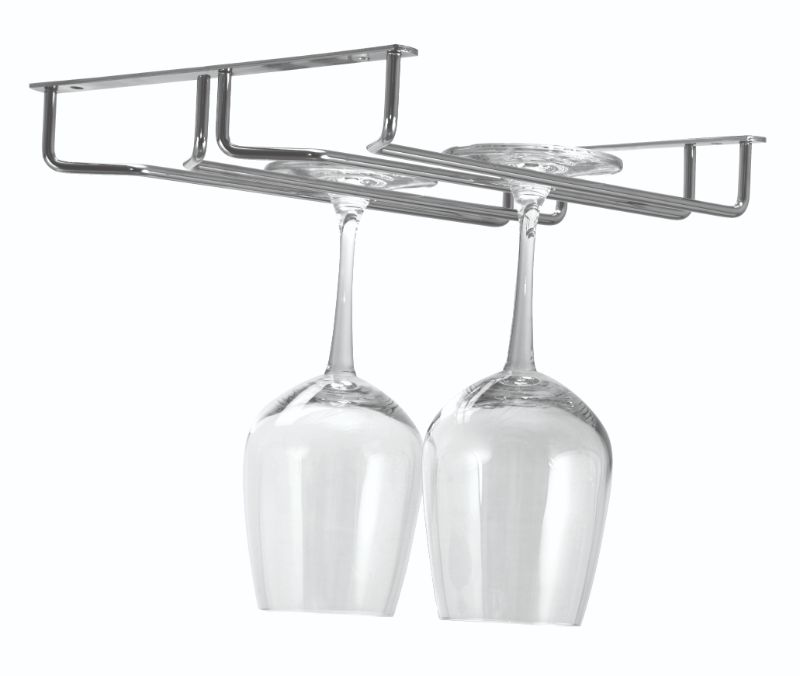 Avanti Double Row Stem Glass Rack 28cm showcasing elegant upside-down storage for wine glasses, perfect for home bars.