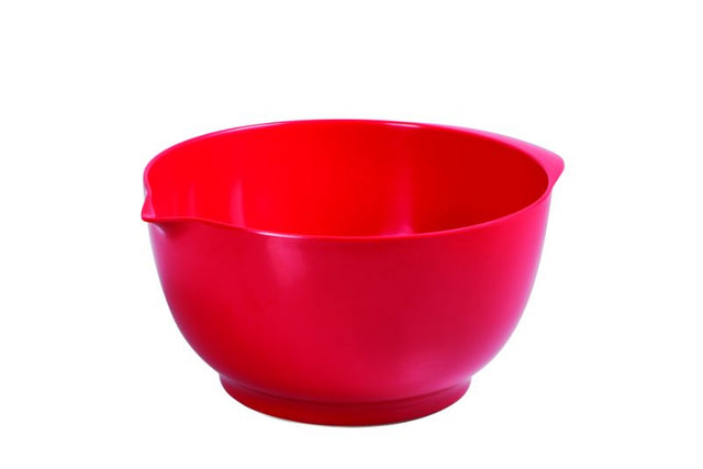 Red Avanti Melamine Mixing Bowl, 18cm diameter, 1.8L capacity, ribbed design, BPA-free, perfect for mixing and easy to clean.