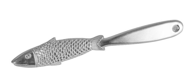 Avanti Fish Scaler in aluminum, featuring raised sections for easy scaling and a charming fish pattern for fun kitchen use.