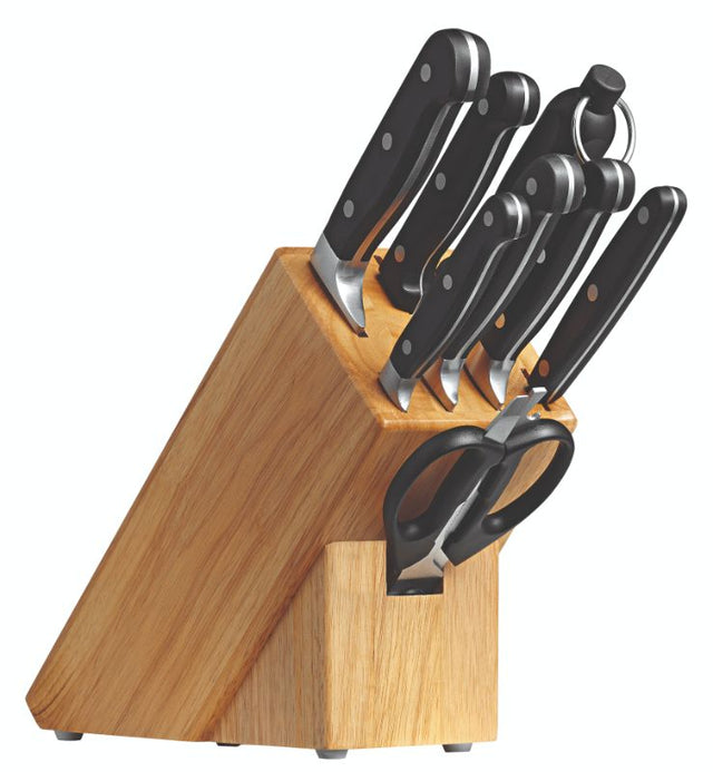 Avanti 9 Piece Cutlery Block featuring high-quality stainless steel knives for versatile kitchen tasks and ergonomic design.