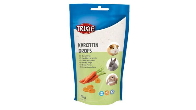 Carrot-flavored vitamin drops for rabbits and small rodents, packed with essential nutrients and free from lactose and gluten.