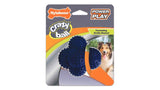 Interactive Dental Crazy Ball for dogs, featuring six sides, grippy texture, erratic bounce, and durable rubber for fun playtime.