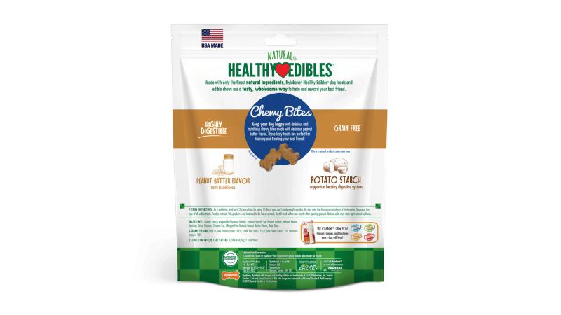 Soft, peanut butter flavored dog treats in 170g bag, made in USA with natural ingredients for healthy, guilt-free snacking.