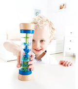 Beaded Raindrops kids toy in blue, promoting sensory play and fine motor skills with vibrant beads and soothing sounds.