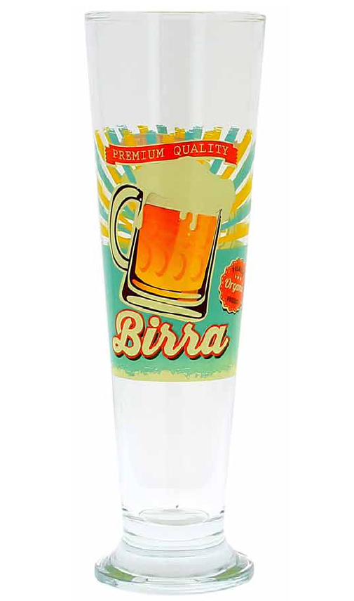 Retro print beer glass, 400ml capacity, perfect for enjoying brews and adding nostalgia to your home bar.