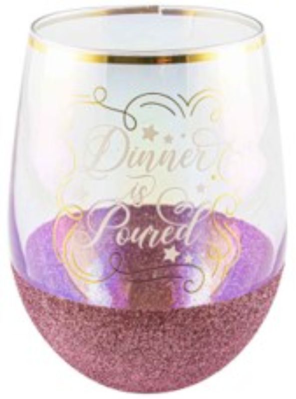 Chic 600ml stemless wine glass with a shimmering finish, perfect for elegant dining and celebrations.