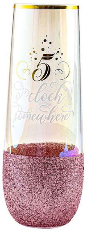 Elegant stemless champagne glass with vibrant glitter design, perfect for toasting at celebrations and adding glamour.