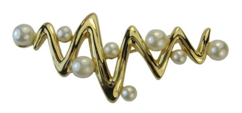 Elegant Pearl Zigzag Brooch adorned with faux pearls, perfect for enhancing any outfit with timeless sophistication.