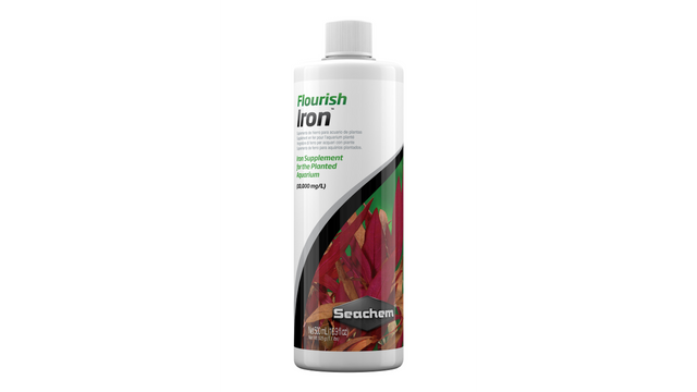 Aquarium Flourish Iron (500ml) bottle, promoting lush plant growth and vibrant colors in aquatic ecosystems.