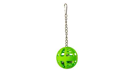 Colorful Holi Bird Toy foraging ball (8.75cm) encourages small birds to play, explore, and forage with hidden treats and a bell.