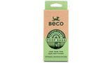 Eco-friendly Beco Degradable Bags travel pack with 60 extra-large, strong pet waste bags in recycled paper packaging.