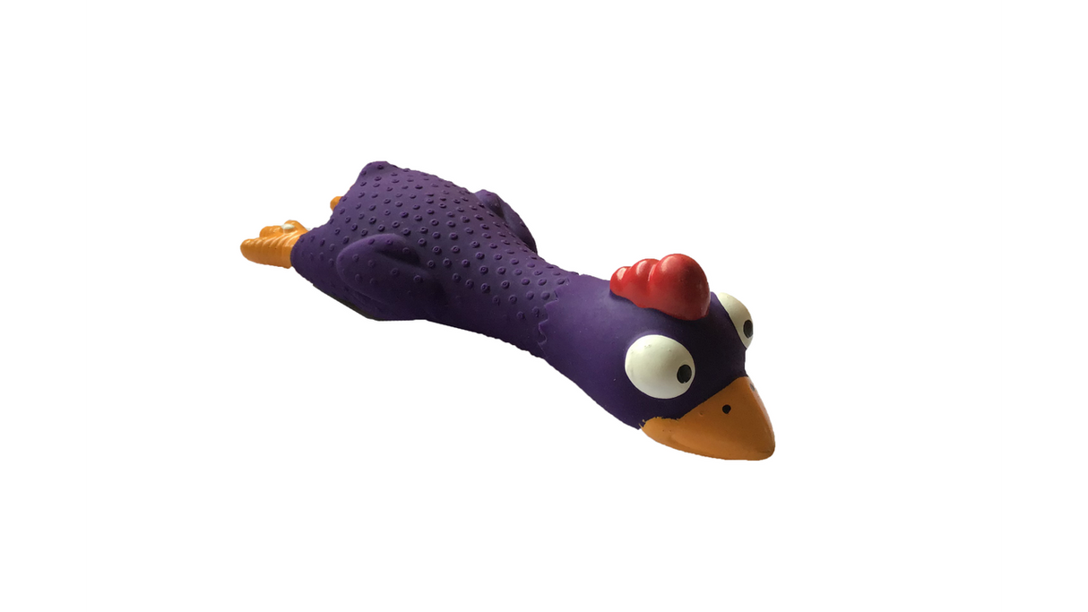 Latex dog toy in the shape of a squeaky chicken, 17cm, perfect for small to medium dogs who love to chew and play.