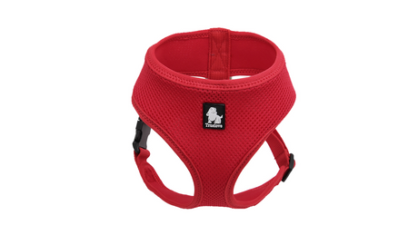 Soft Mesh XS Dog Harness in red, designed for small dogs, offering comfort, security, and adjustable fit for daily adventures.