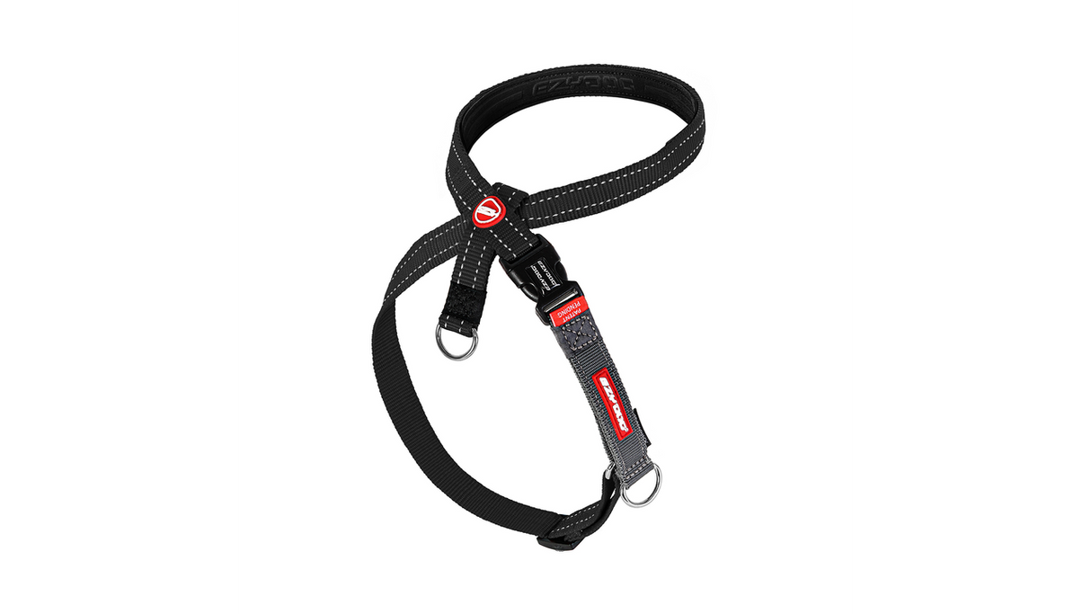 Black ED Crosscheck Small Dog Harness, a no-pull, escape-proof training solution with easy fit and dual leash attachments.