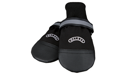 Durable dog shoes with soft fleece lining, elastic cuffs, and reflective strips for comfort and safety during outdoor adventures.