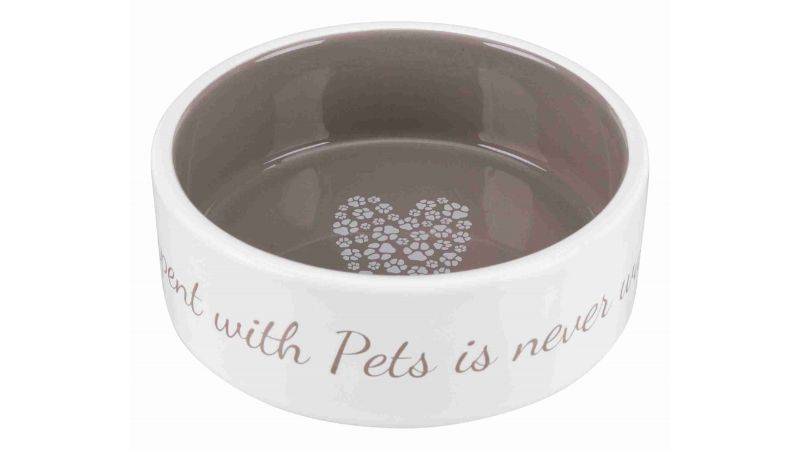 Elegant mocha ceramic pet bowl, 12cm, perfect for small to medium pets; durable, easy to clean, and stylish for any decor.