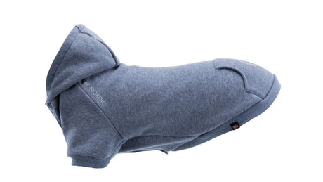 Stylish blue BE NORDIC hoodie for small dogs, offering warmth and comfort for chilly walks and cozy nights.