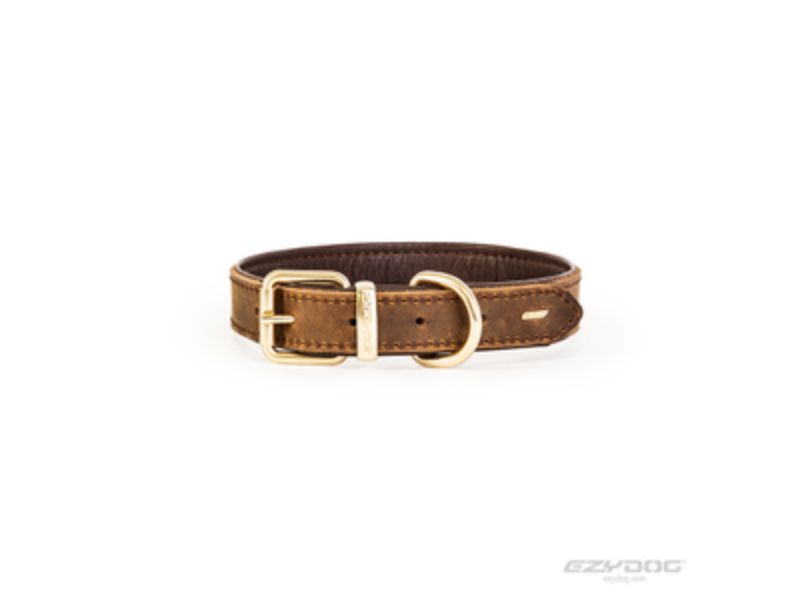 Ezydog Oxford Brown Collar for medium dogs (35-45cm) offers style, comfort, and durability for active pups.