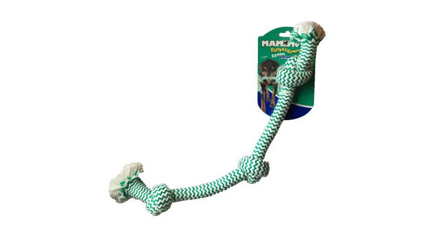 Vibrant EXTRA FRESH 3 Knot Tug toy for medium dogs, designed for tugging and fetching with durable, easy-to-clean materials.