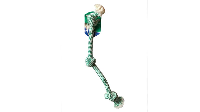 Durable 62cm tug toy for large dogs, featuring 3 knots for tough play and promoting dental health through chewing.