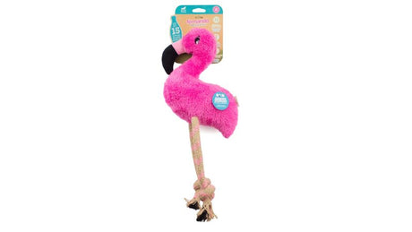 Eco-friendly Beco Fernando the Flamingo dog toy for medium dogs, made from natural rubber and recycled materials, promotes active play.