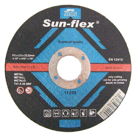 Pack of 3 durable Metal Cutting Grinding Discs (115 x 2.5 x 22mm) for precise cutting and grinding of steel and aluminum.