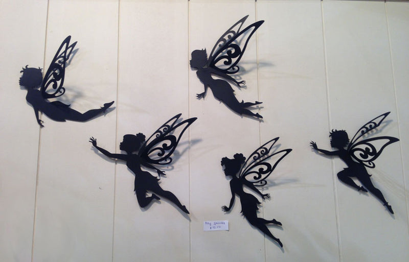 Flying Fairies - Set of 5 - Wall Art - Black
