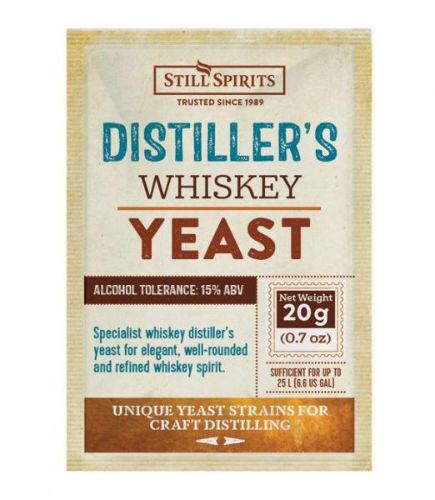 Premium Still Spirits Distiller’s Yeast for whiskey fermentation, suitable for 25L batches with high alcohol tolerance.