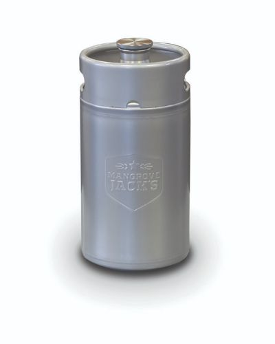 Portable 3L stainless steel mini keg with ergonomic handles, perfect for home brewing and transport.