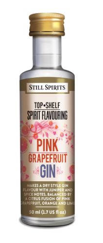 Bottle of Still Spirits Top Shelf Pink Grapefruit Gin, showcasing a vibrant blend of gin with citrus notes of grapefruit, orange, and lime.