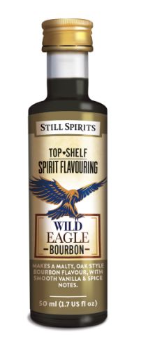 Bottle of Still Spirits Wild Eagle Bourbon essence, showcasing rich malty oak flavor with notes of vanilla and spice for DIY cocktails.