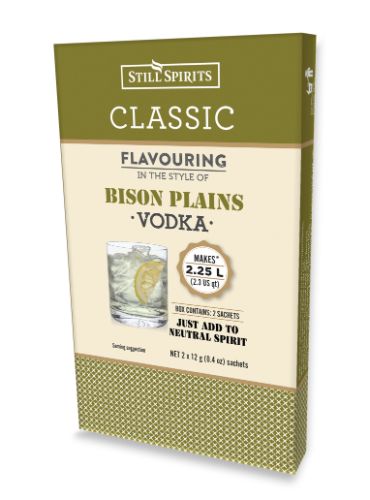 Still Spirits Classic Bison Plains Vodka, featuring herbal notes and hints of woodruff, vanilla, and coconut in a smooth finish.